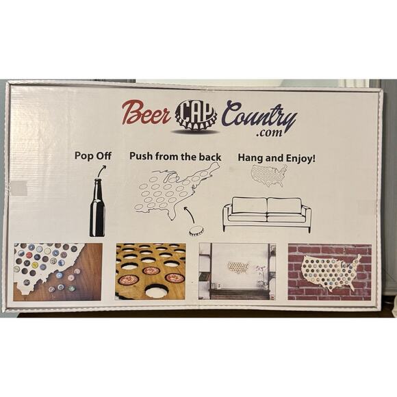 24" x 14" Beer Cap Map of United States; Holds 50 Beer Caps Natural Finish Birch - Picture 4 of 4